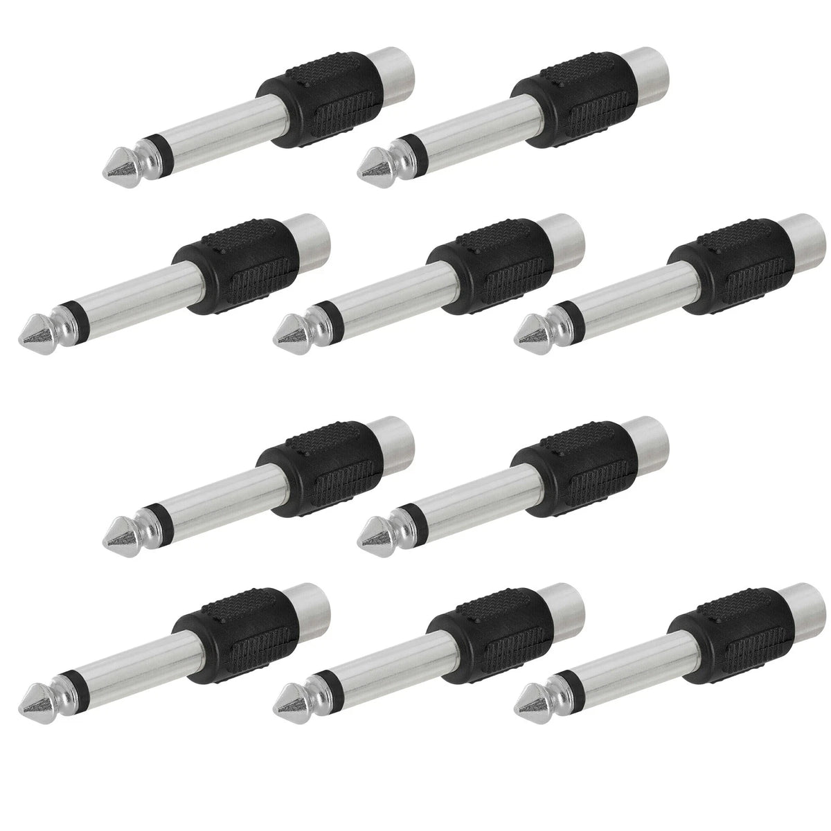 RCA F Jack to 1/4" M Mono Plug Audio Stereo Adapter Connector (10 Pack)