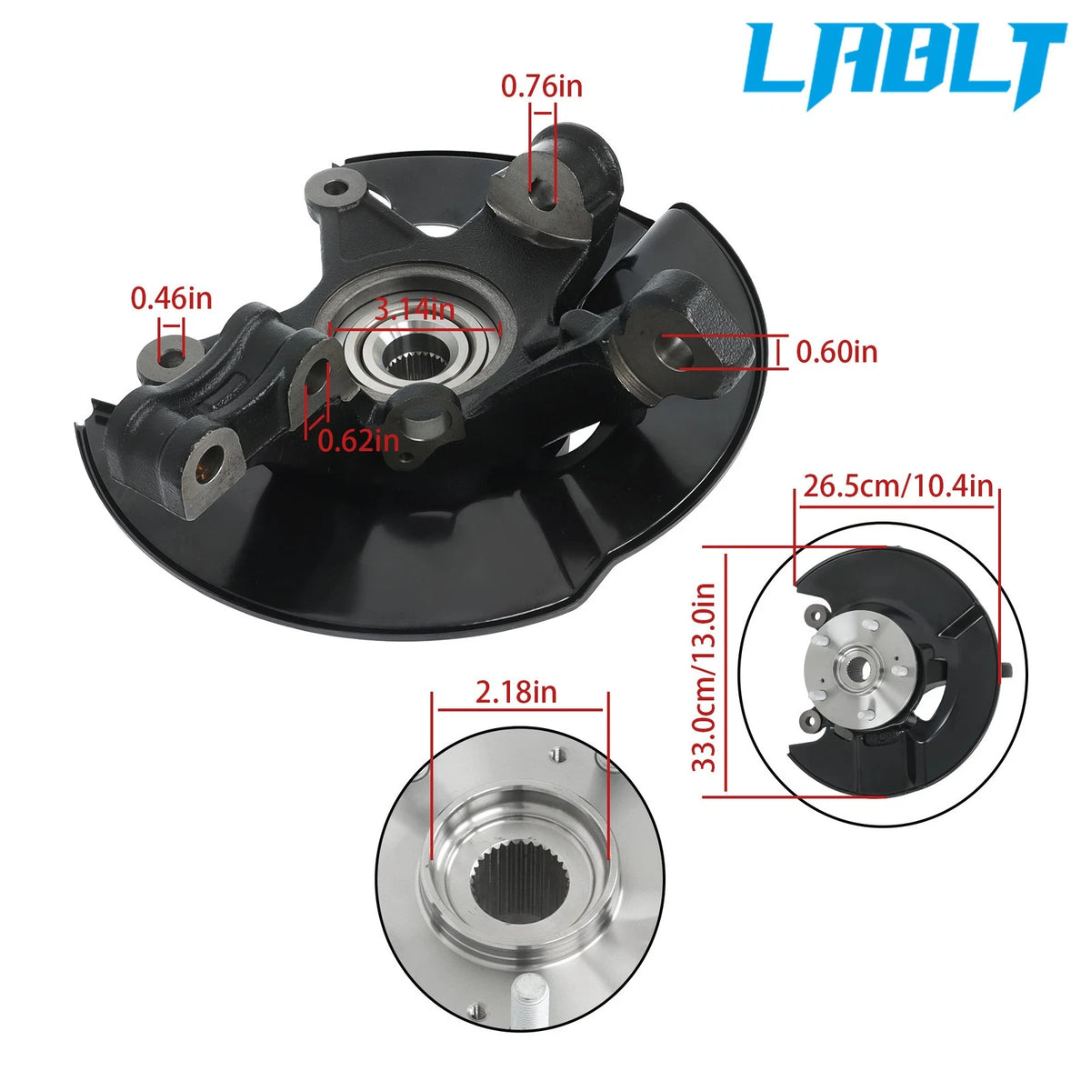 Front Steering Knuckle & Wheel Bearing Hub Assembly for Honda Pilot (2005–2008)