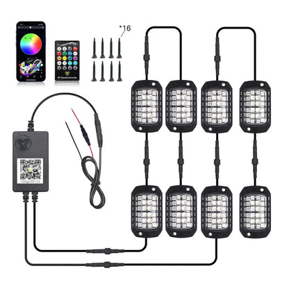 8Pcs RGB LED Rock Lights for Jeep Truck SUV (Universal Fit)