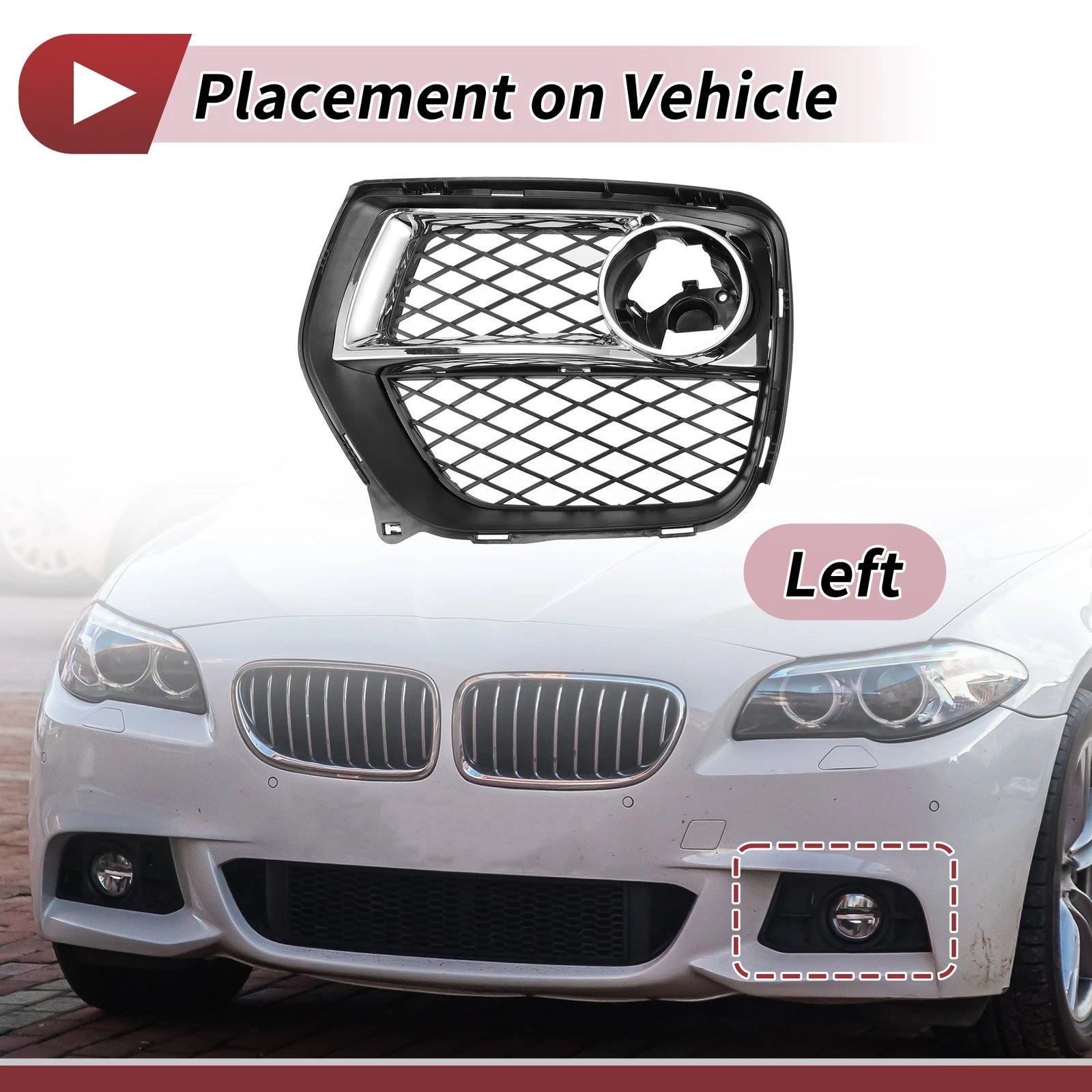 Front Left Fog Light Grill Replacement for BMW X6 (2012–2014)