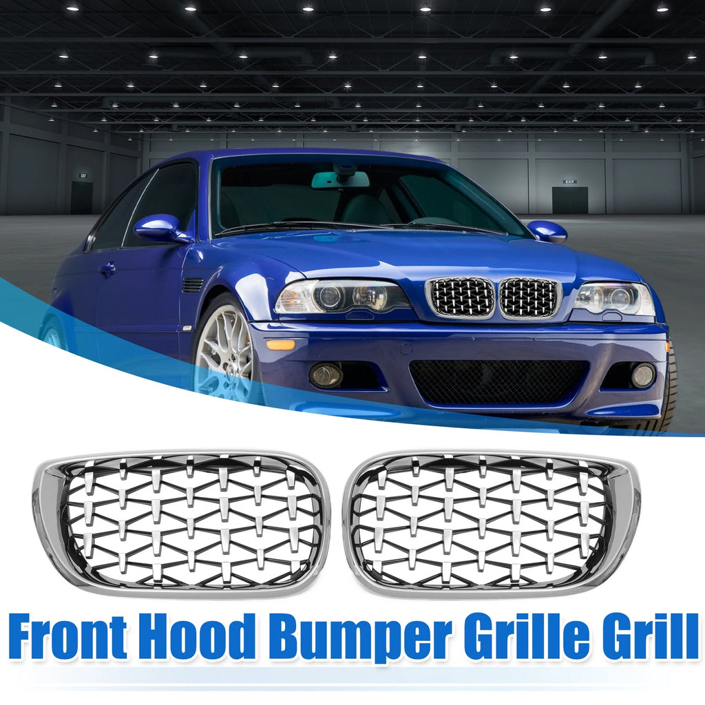 Pair Front Hood Bumper Grille Grill for BMW 3 Series E46 (2002–2005)