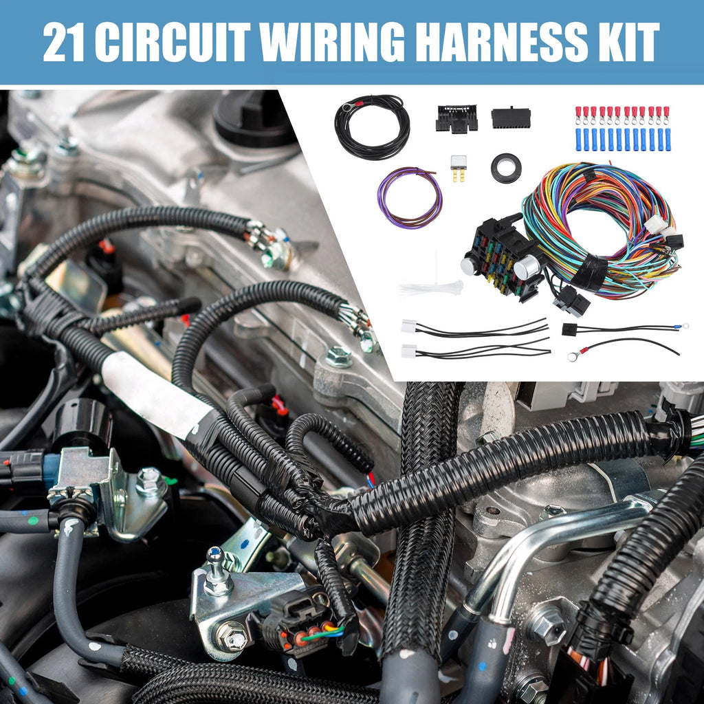21 Circuit Wiring Harness Kit Replacement for GM Chevy Ford Truck (Universal)