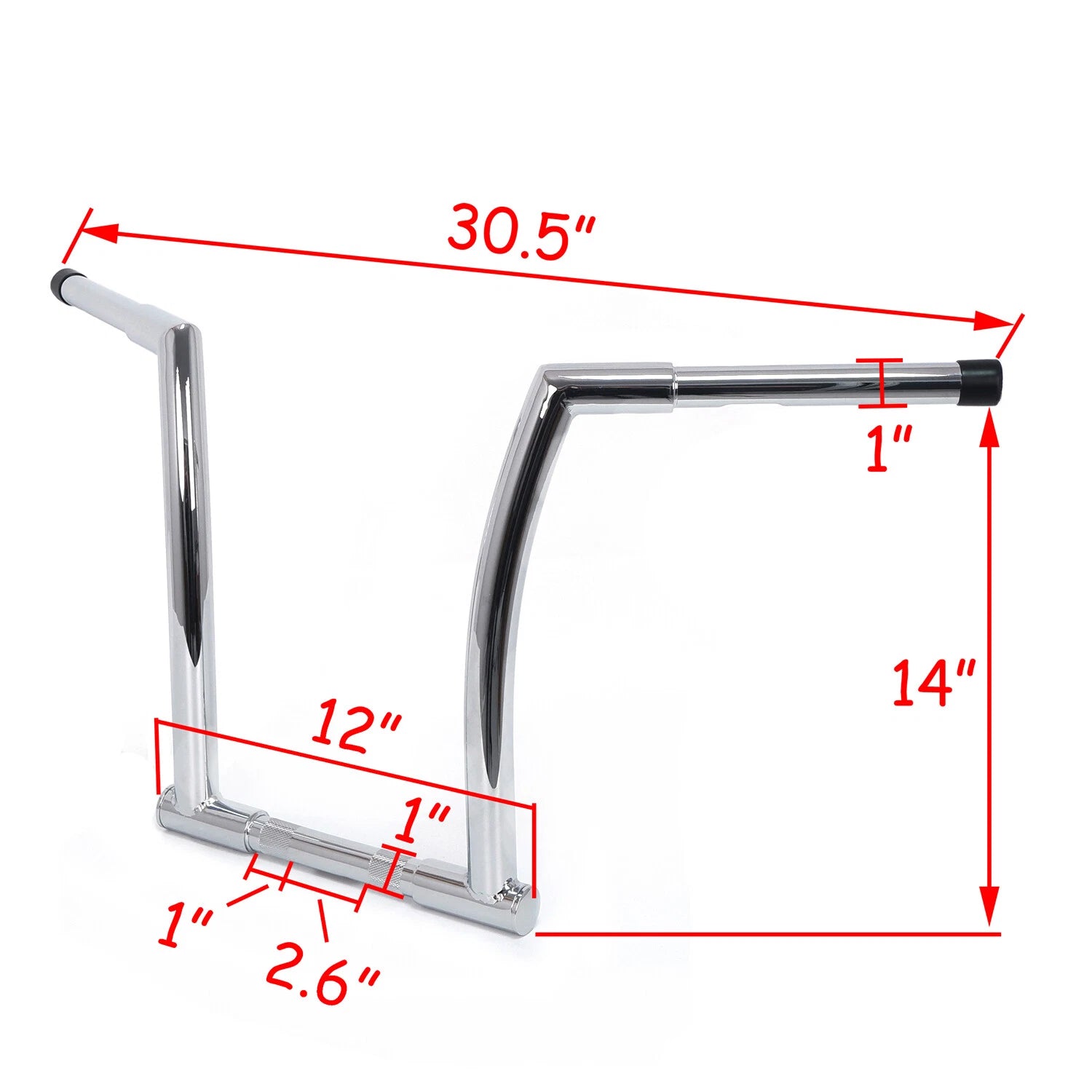 Chrome 14" Rise Handlebar for Harley FXDLS (2016–2017), FLS FLSS FLSTC FLST (2000–2017)