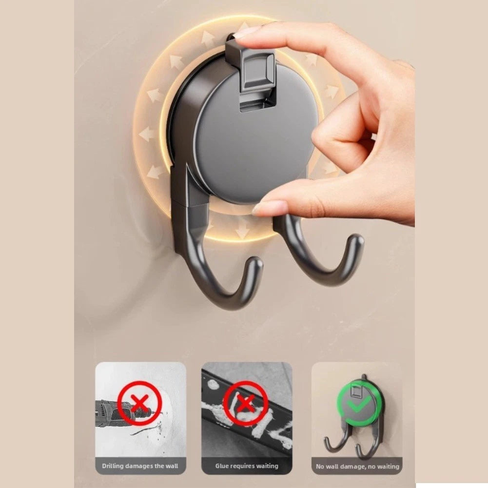 Double Hook with Easy Install Suction Cup for Kitchen and Bathroom Walls
