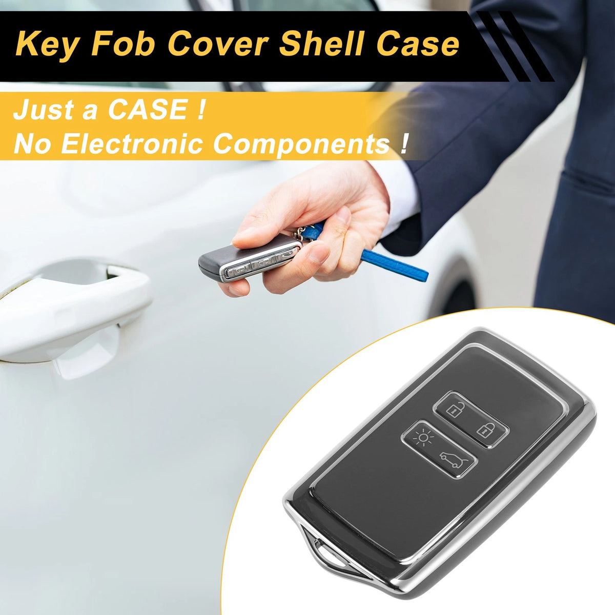 TPU Silicone Car Key Case for Renault Arkana (2020–2023) - Gray/Silver Edge