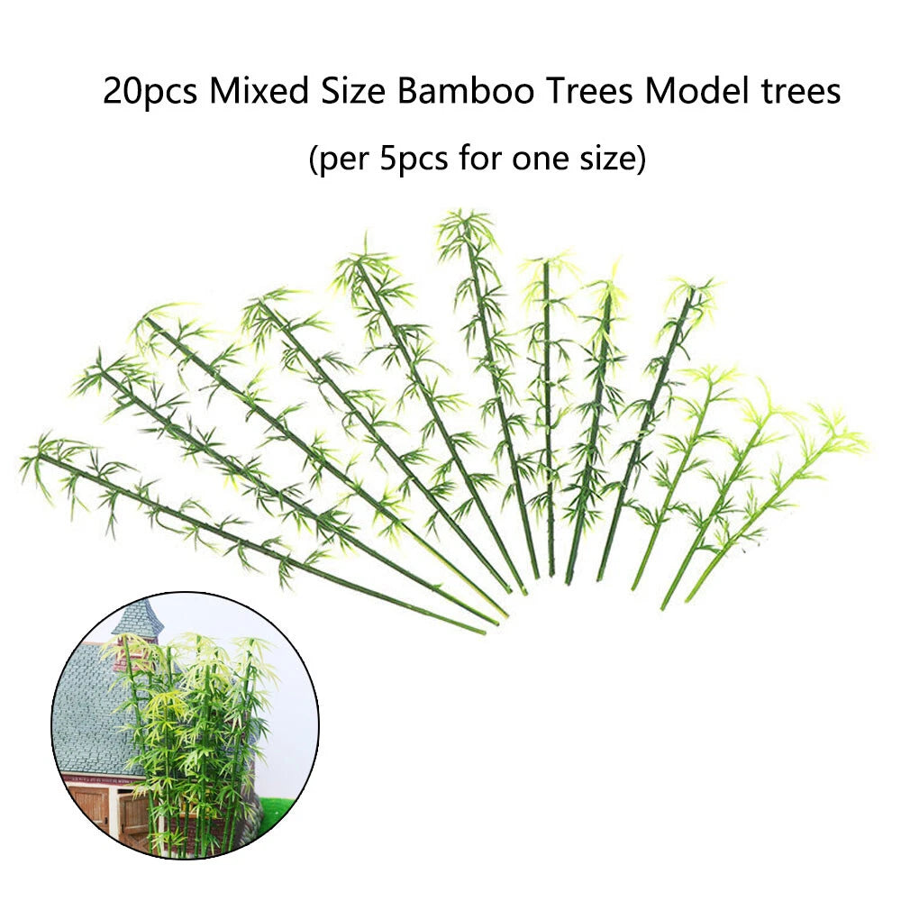 20Pcs Miniature Bamboo Trees for Scenery Model Decor