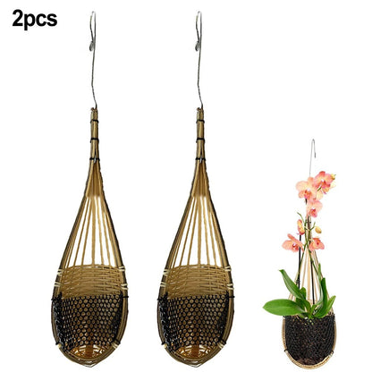 Set of 2 Elegant Woven Hanging Baskets for Small Plants