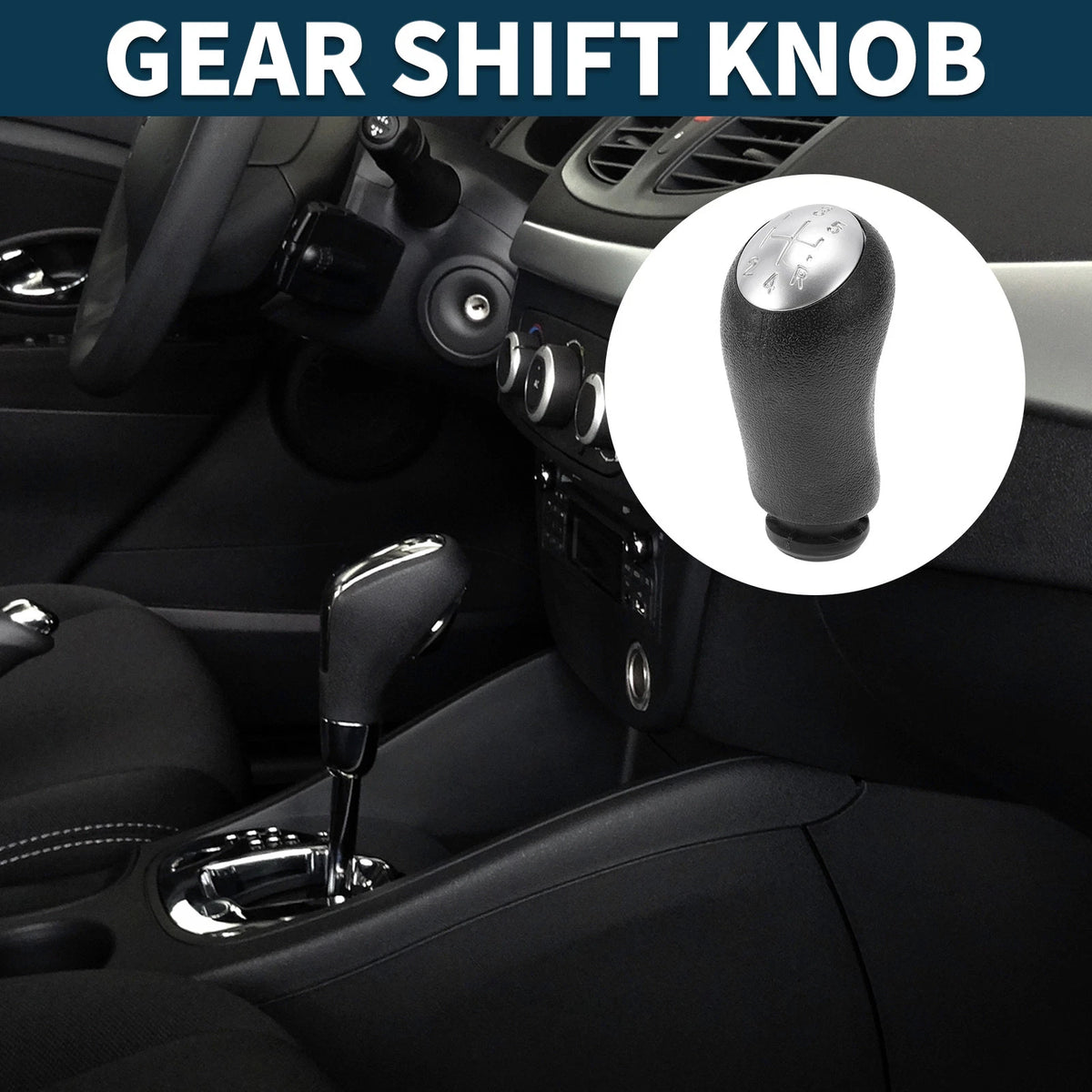 5 Speed Manual Gear Shift Knob for Renault Megane II (2002–2008) Black Plastic