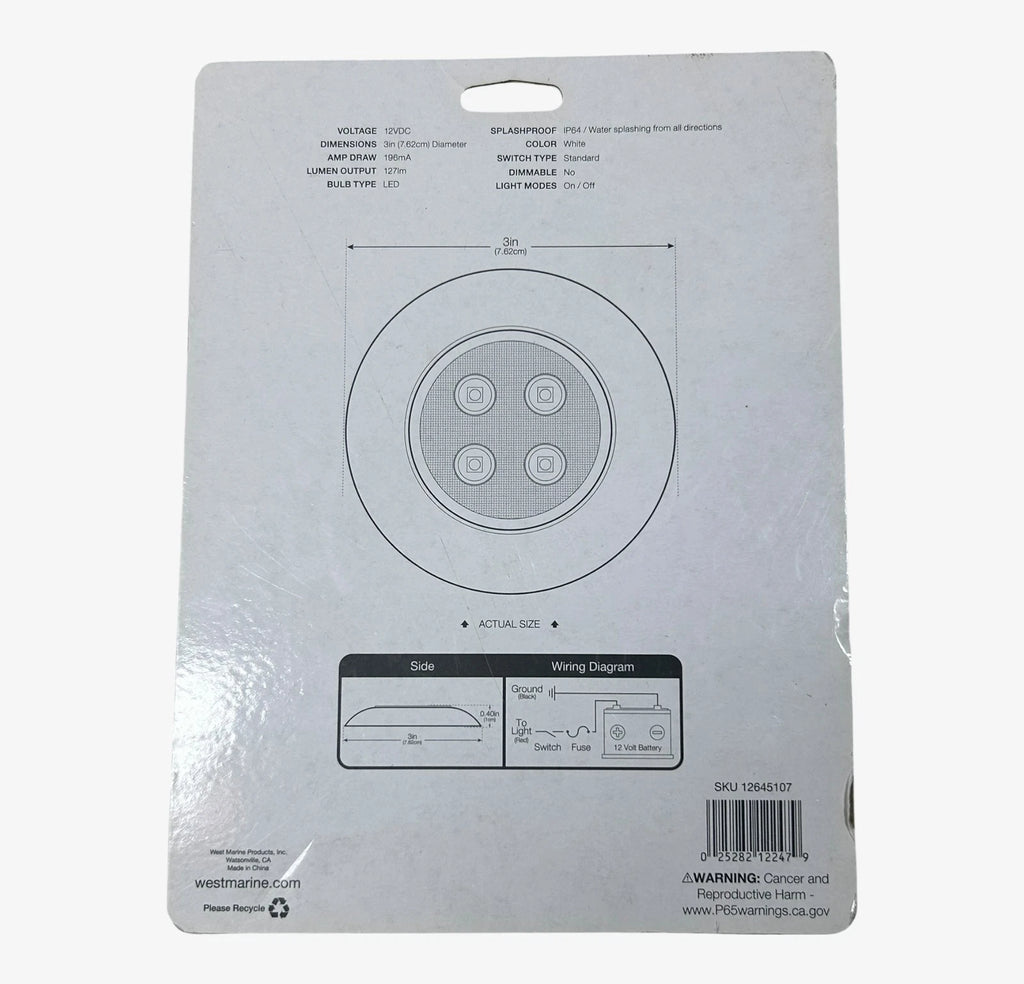 3'' Surface Mount Dome LED Light for West Marine (12V)