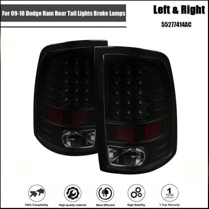 Black Tail Light Brake Reverse Lamps for Dodge Ram 1500 (2009–2018)