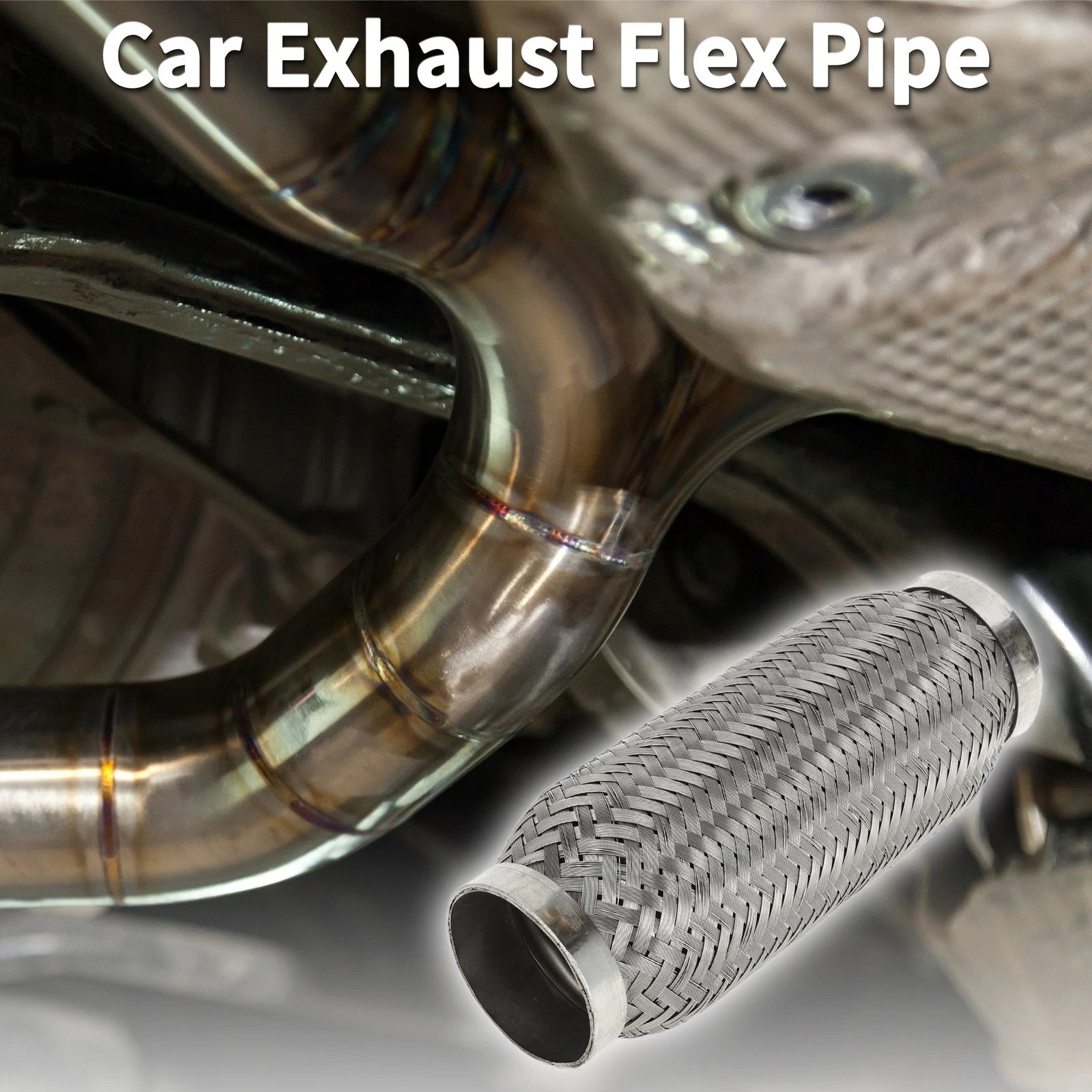 Flex Pipe for - 2.20 Inch OD, Braided, Silver Tone
