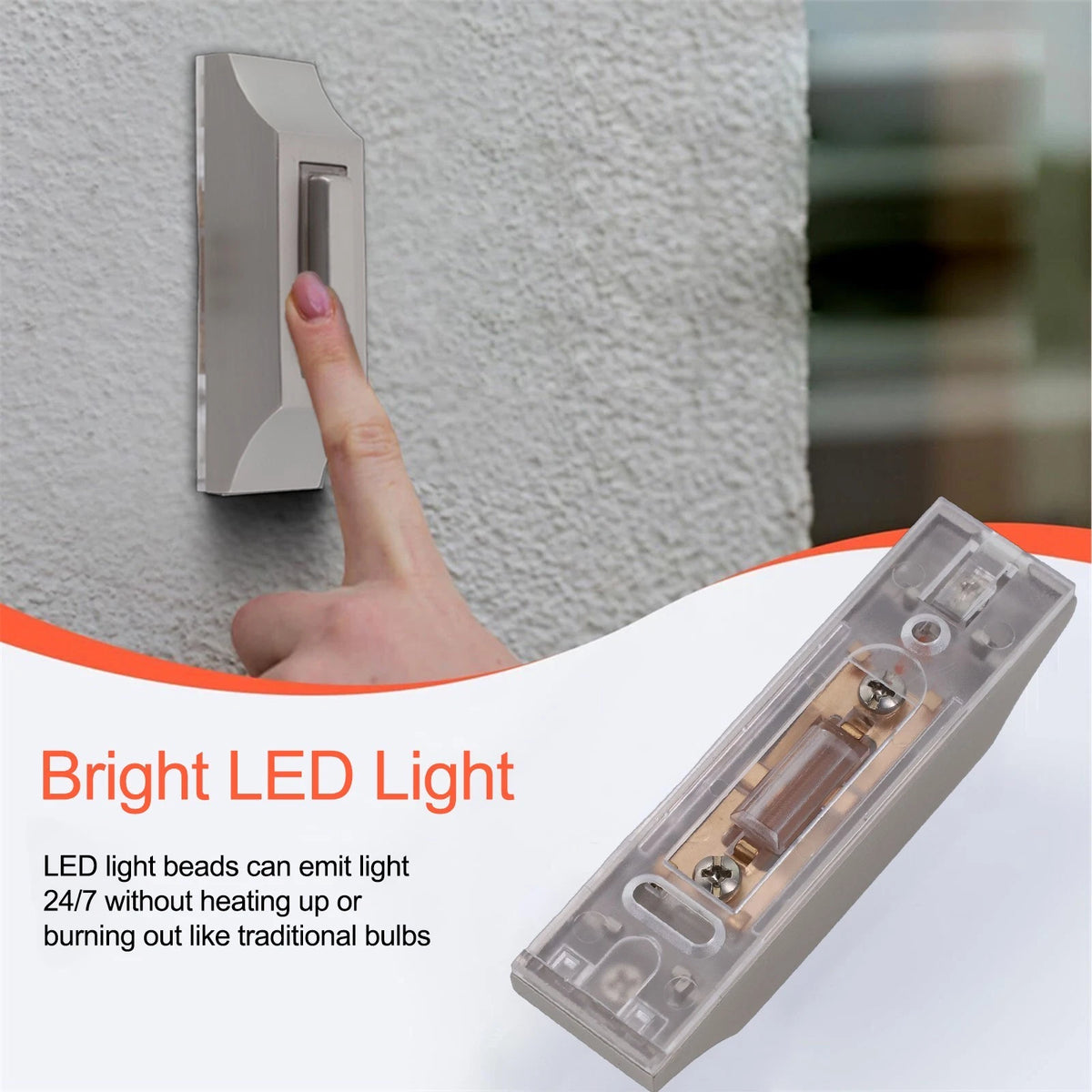 Weatherproof Wired LED Doorbell Button for Universal Use
