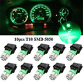 10x Green 194 LED Bulbs for Instrument Panel Gauge Dash Light Sockets (N/A)