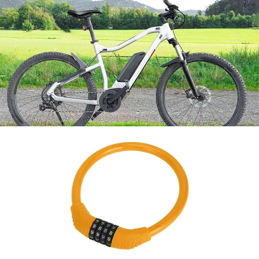Bicycle Lock Ring Anti-Theft 4-Digit Resettable Mini Lock - Orange