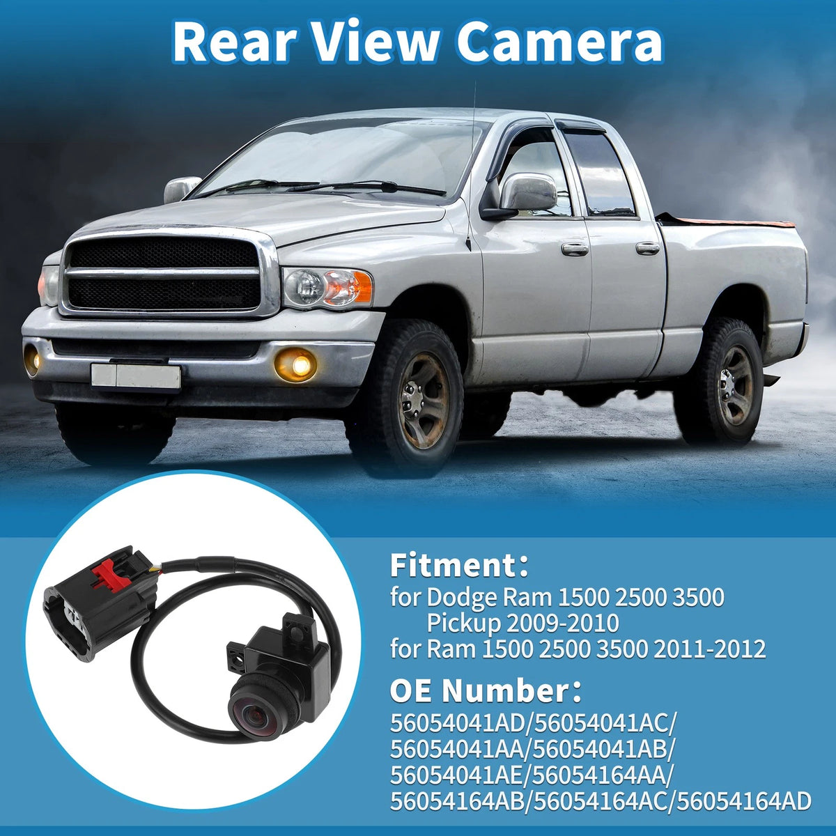Rear View Park Assist Backup Camera OEM Replacement for Ram 1500 2500 3500 (2015–2024)
