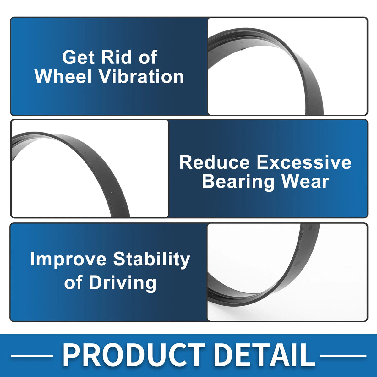 Set of 4 Wheel Hub Centric Rings for Car (68.1mm to 65.1mm) Black Polycarbonate