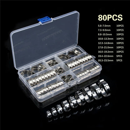80PCS Hose Clamps for Hydraulic Applications (5.8-23.5mm)