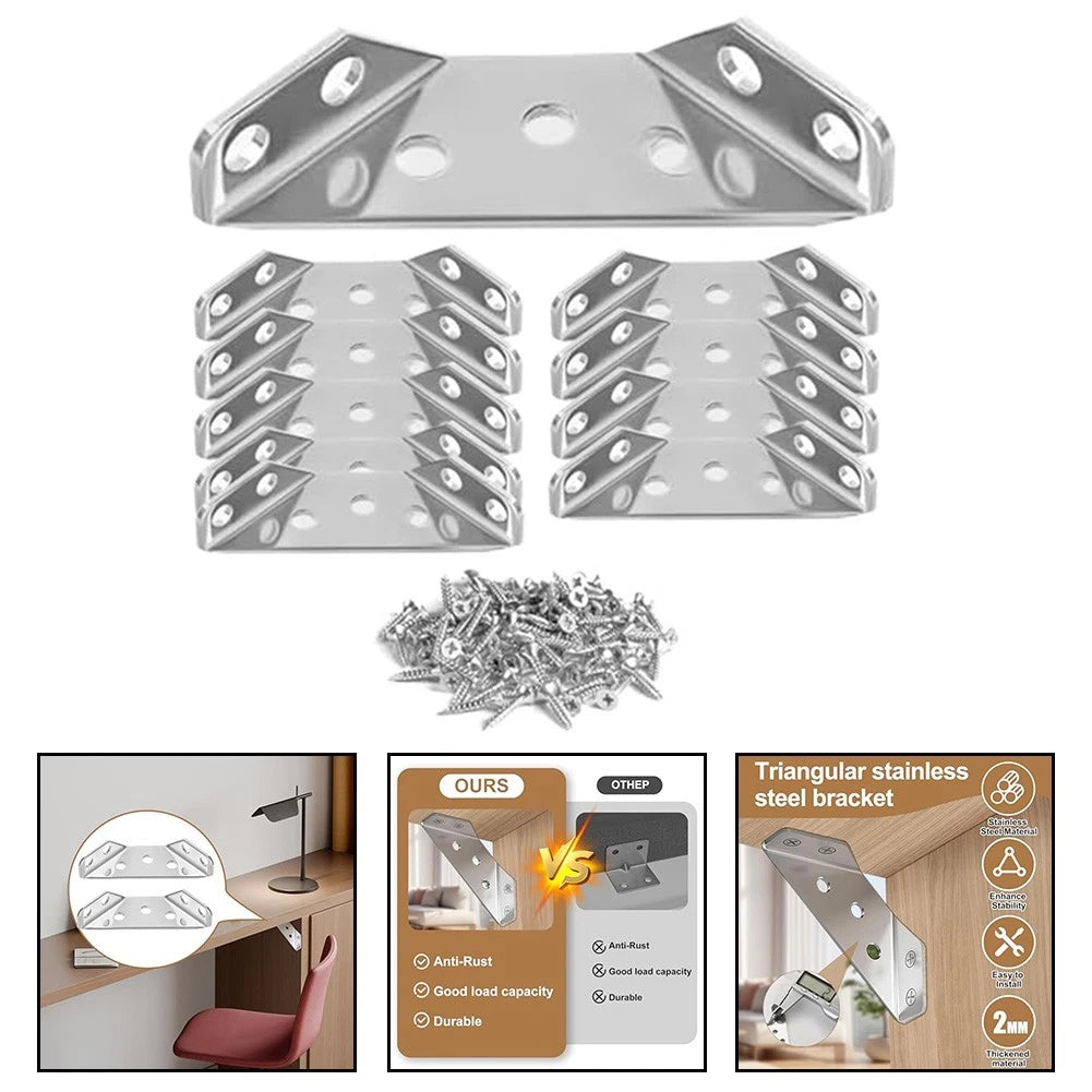 Heavy Duty Three Sided Fixed Connector for Reinforced Furniture Joints