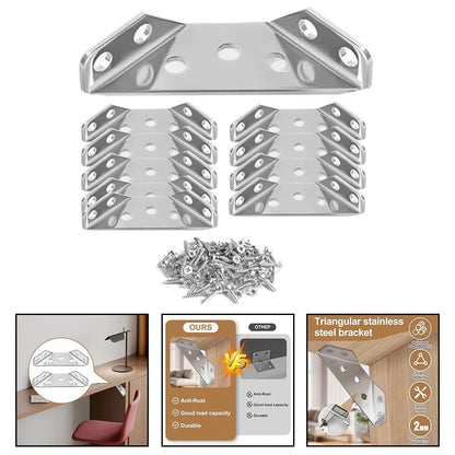Heavy Duty Three Sided Fixed Connector for Reinforced Furniture Joints
