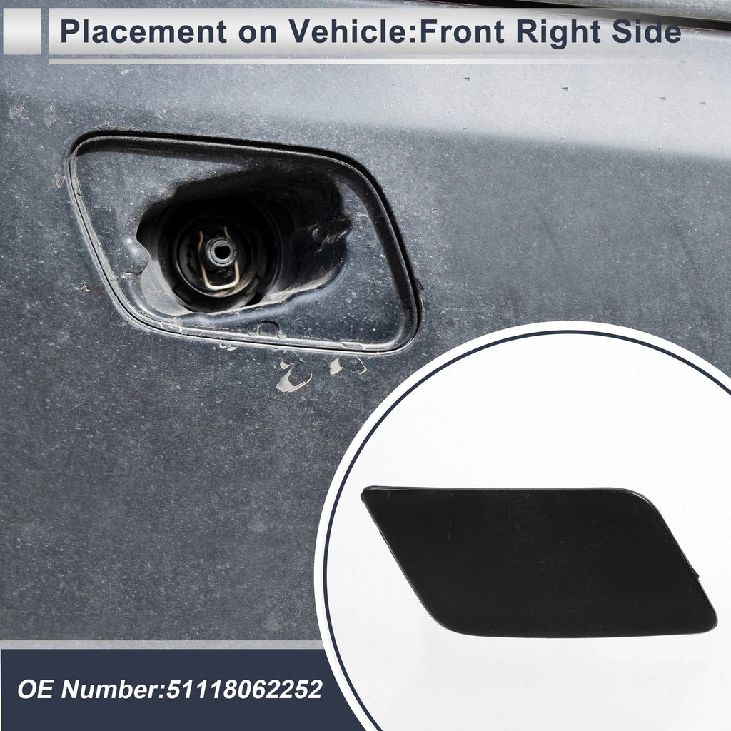 Front Right Headlight Washer Nozzle Cover Cap for BMW 335i Unpainted (2007–2013)