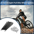 Set 20 Straight Pull Bicycle Spokes 67mm Carbon Steel for Black (67mm)
