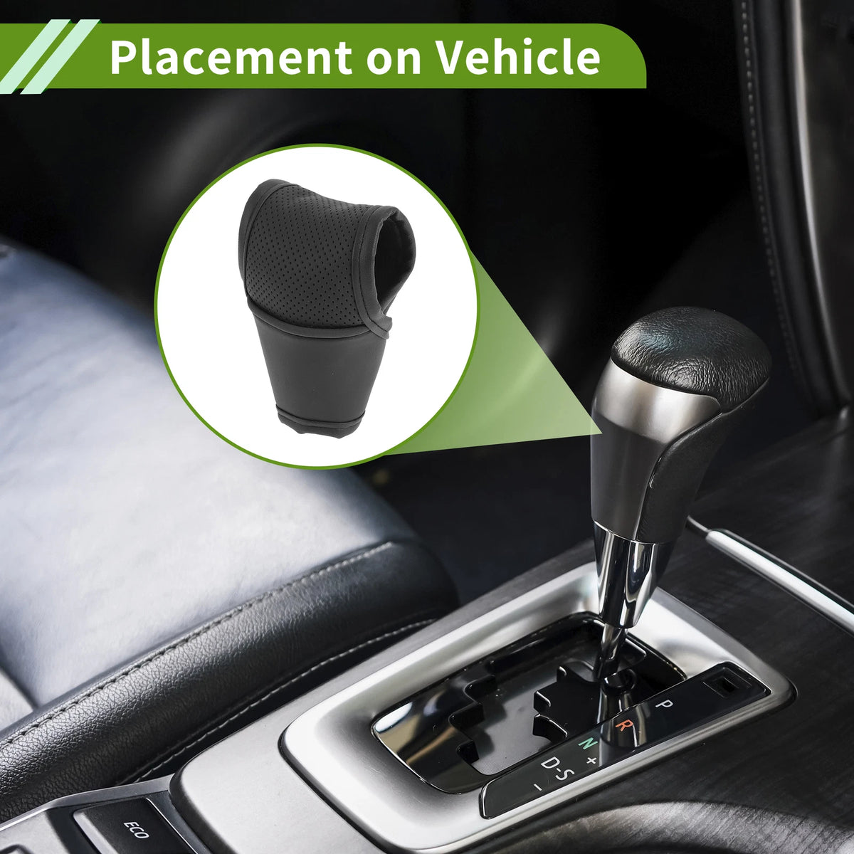 Gear Shift Knob Cover for Universal Car SUV Truck - Black Leather