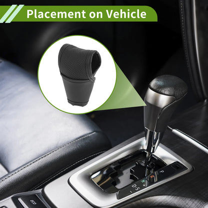 Gear Shift Knob Cover for Universal Car SUV Truck - Black Leather