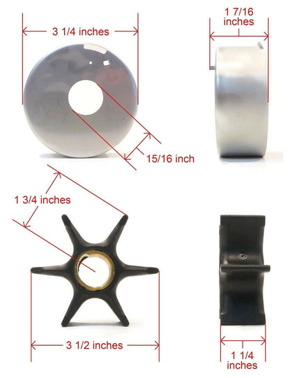 Water Pump Impeller Kit for Johnson Evinrude (5001594, 395062, Sierra 18-3392)