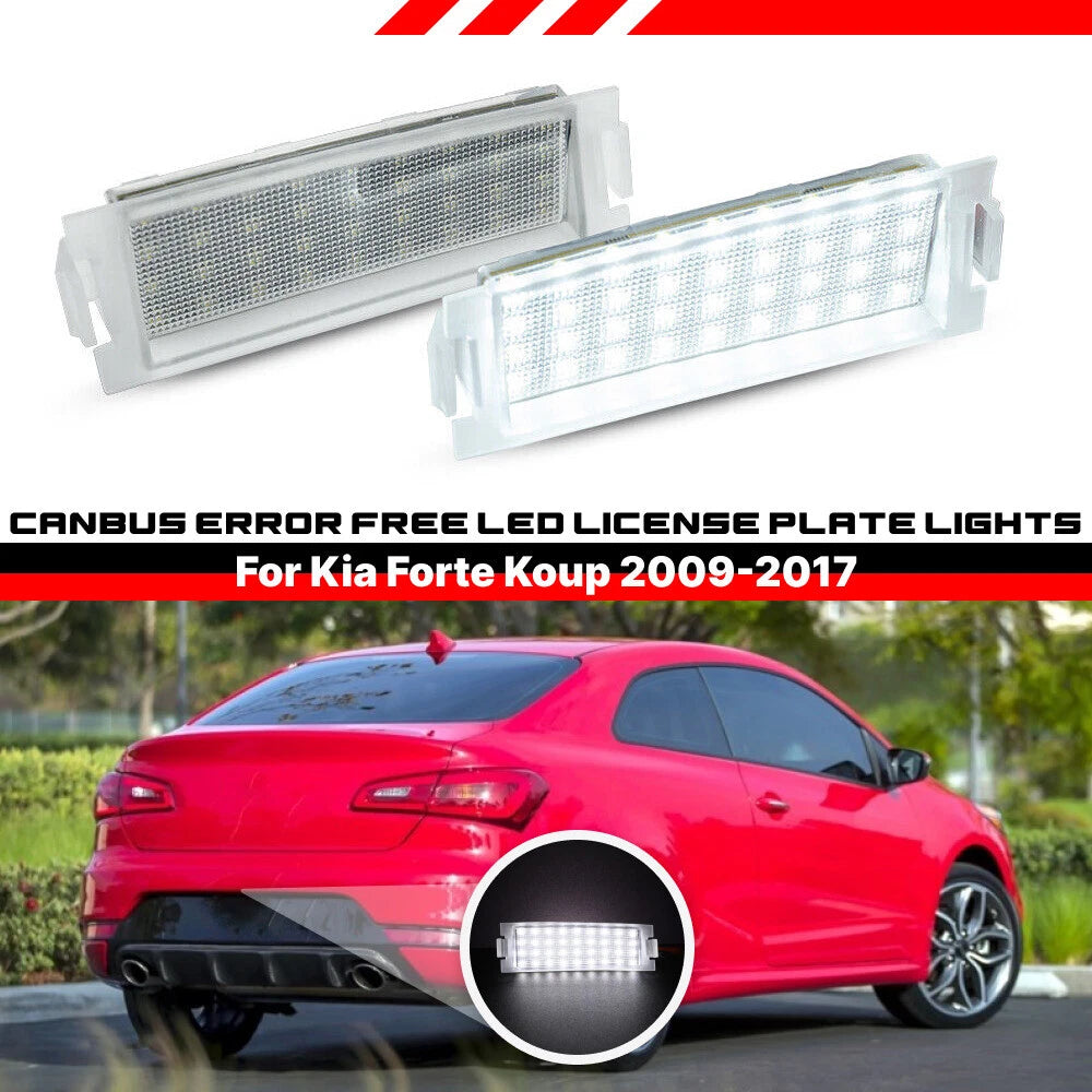 2X 18SMD 6000K White LED License Plate Light for Kia Forte Koup (2009–2017)