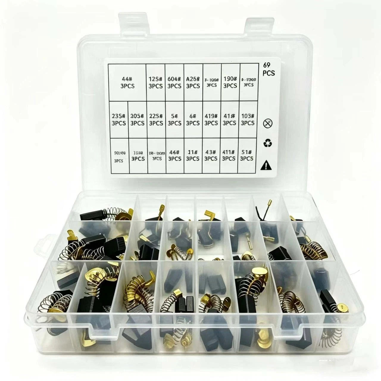 Carbon Brush Set of 69 for Motor Replacement (Various Sizes)