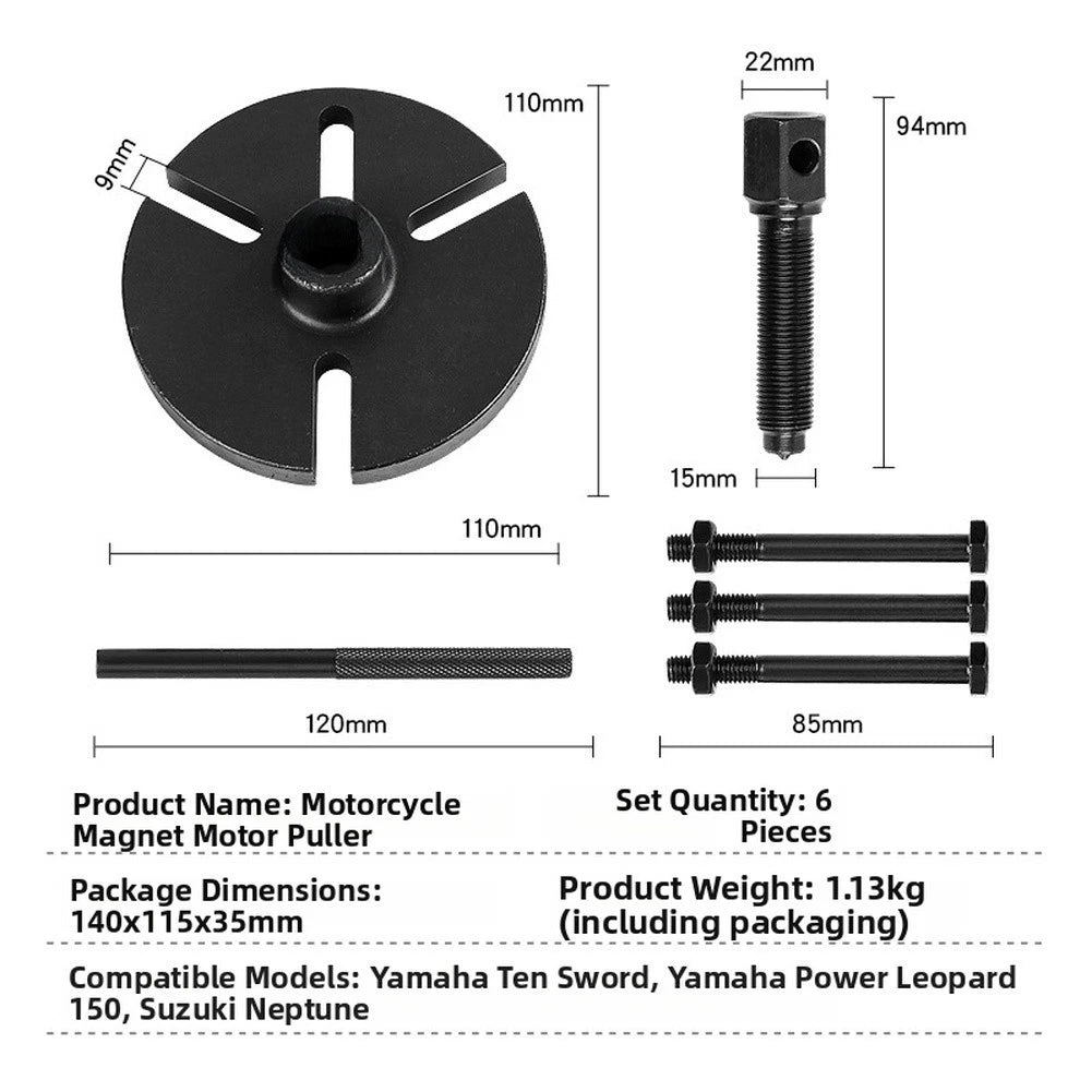 Metal Motorcycle Magneto Puller Tool for Flywheel Removal Repair Set