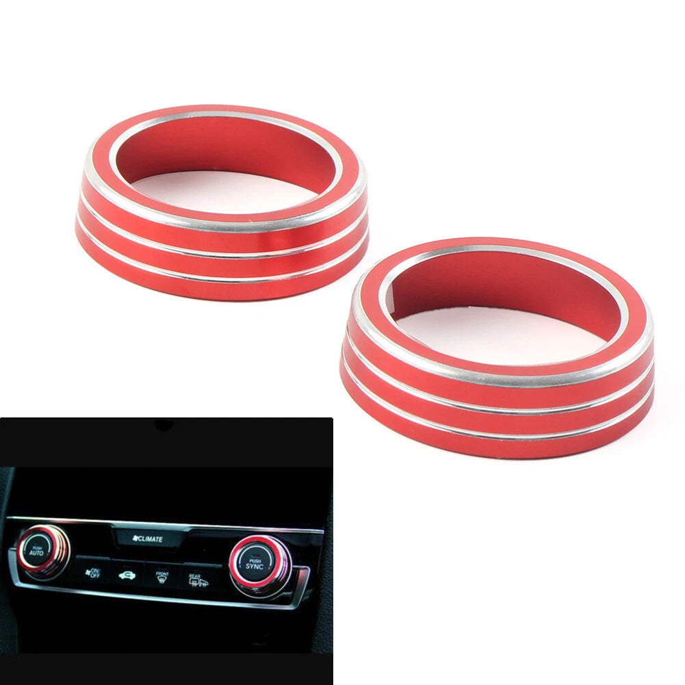 AC Climate Switch Knob Ring Cover Trim for Honda Civic (2016–2021) Red