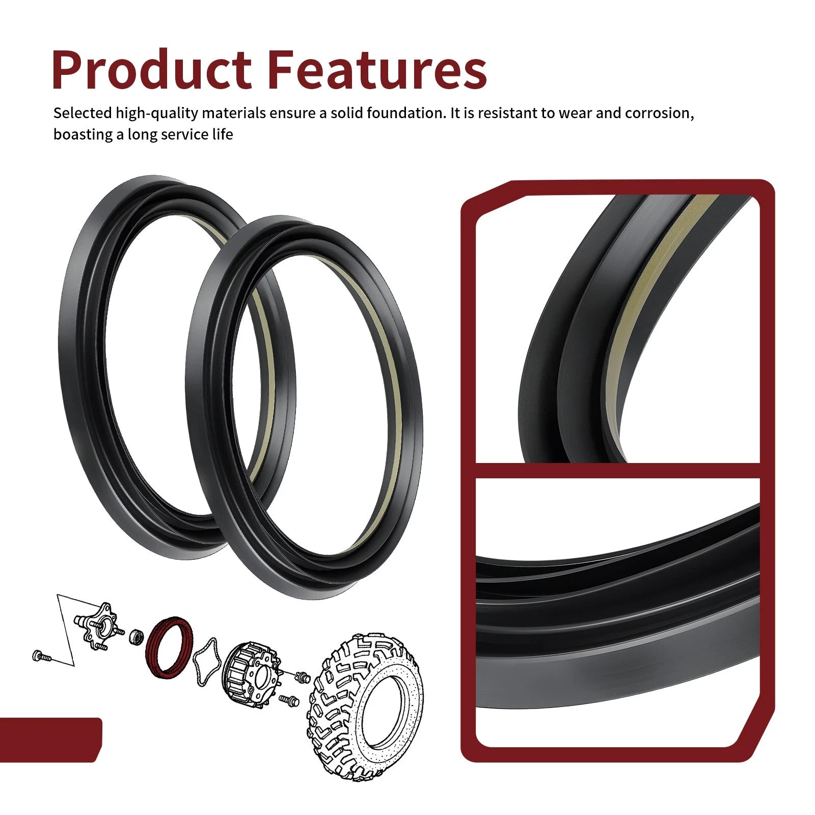 2 Front Brake Drum Dust Seals for Honda Rancher 350 400 500 (2000–2006) 91261-HN5-671