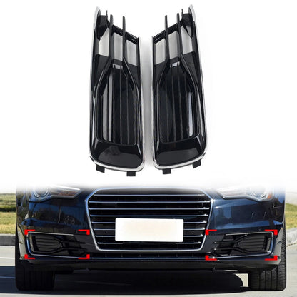 Set of 2 Front Lower Bumper Grille Covers for Audi A6 C7 (2014–2018) Chrome Trim