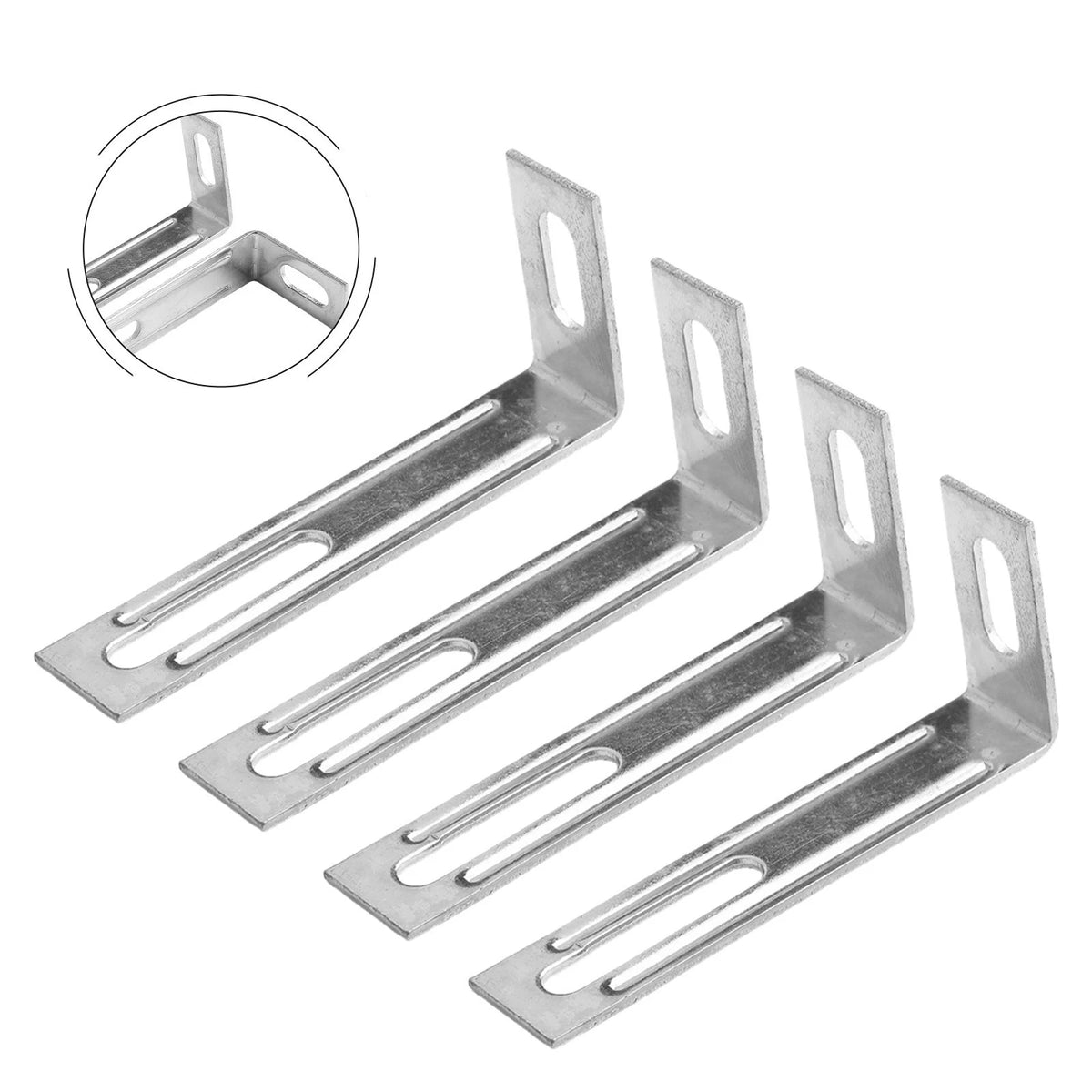 Set of 4 Zinc Alloy L Shaped Angle Brackets with Bolts