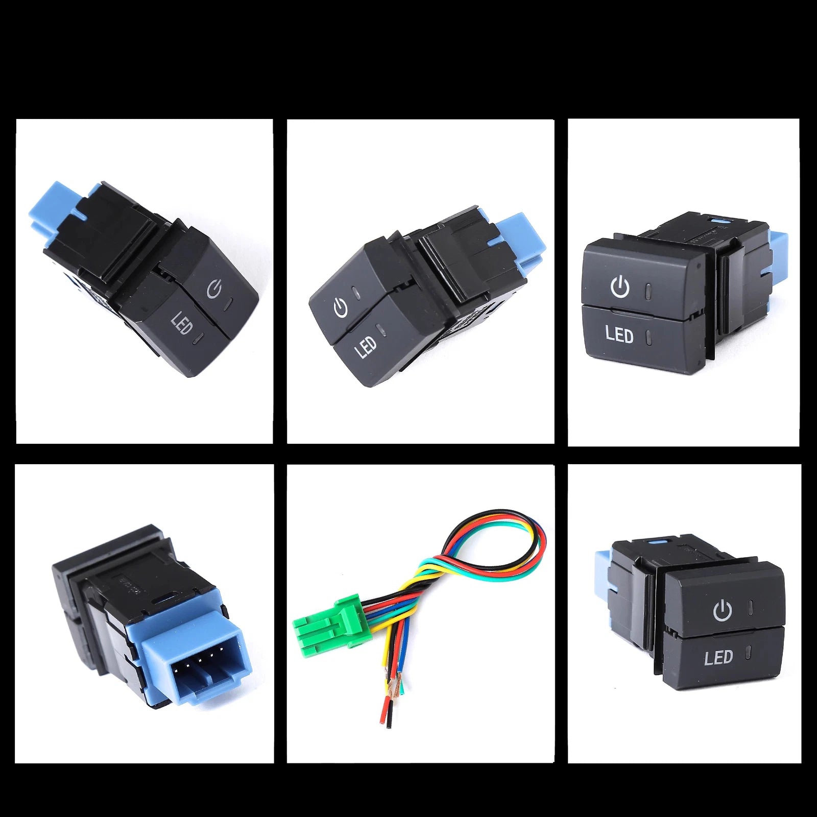 1x Black Dual Dashboard Switch Button w Harness for Toyota (Current Model)