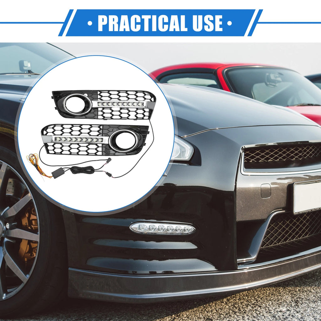 Front Bumper Fog Light Grille with LED Replacement for Audi A4 B8 (2009–2011)