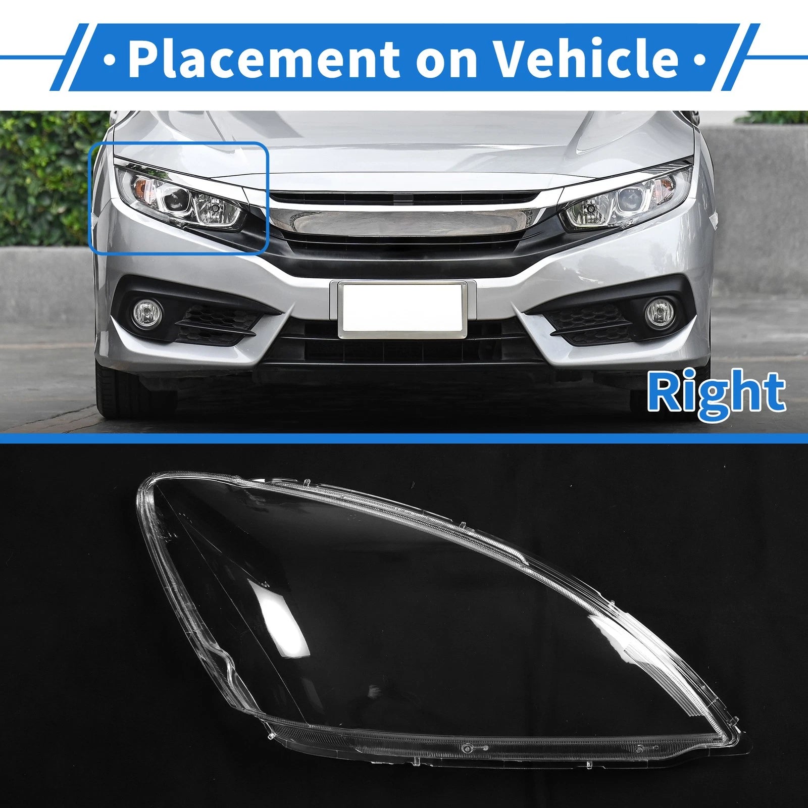 Headlight Lens Cover Front Right Replacement for Mitsubishi Lancer (2004–2007)