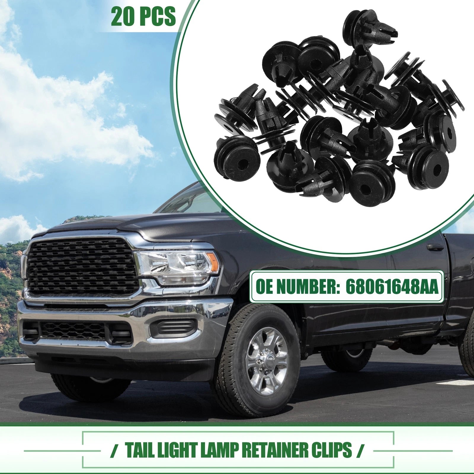 Tail Light Lamp Retainer Clip Replacement Set for Dodge Ram 1500 (2009–2018)