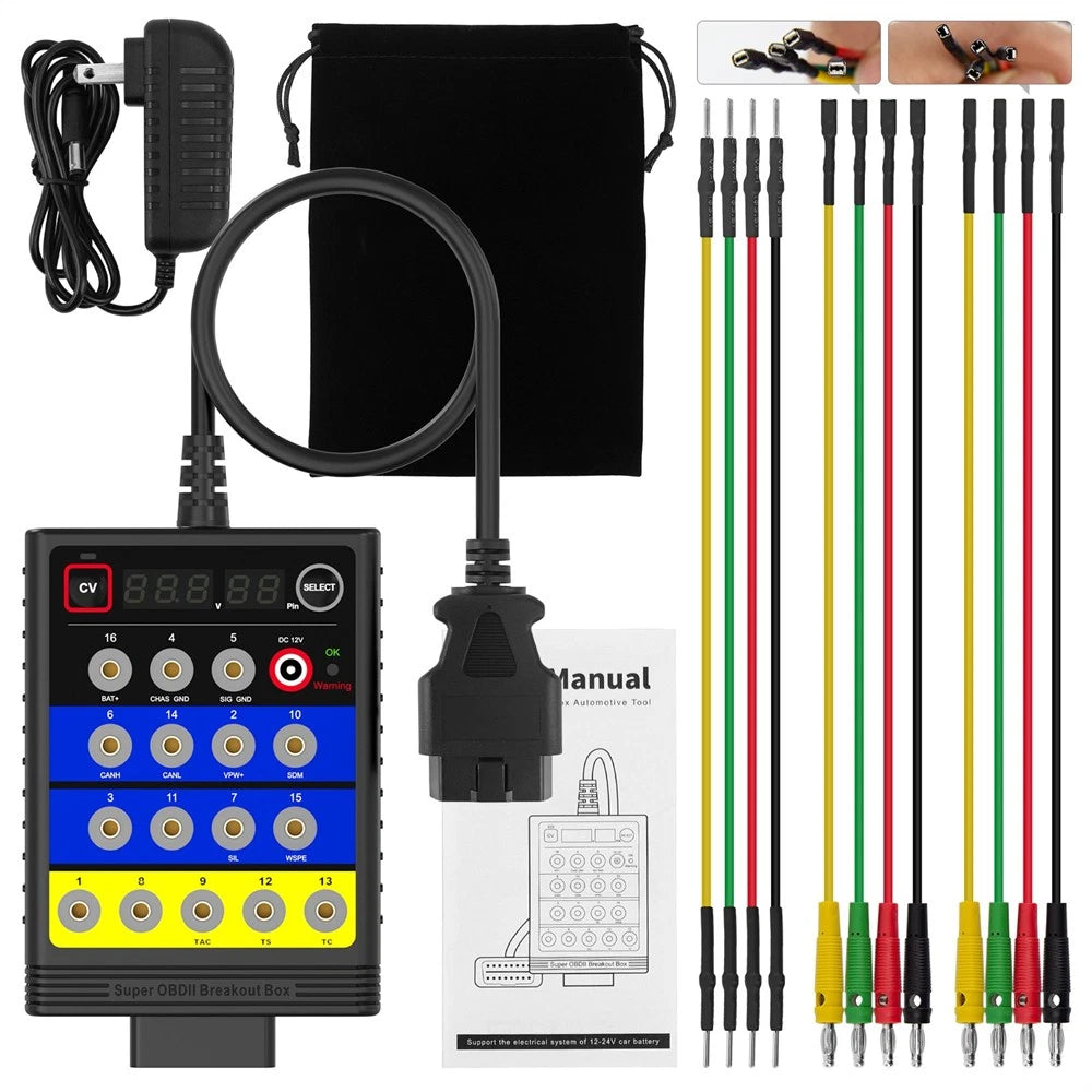 OBD2 Breakout Box for Auto OBDII Protocol Detector (12V/24V)