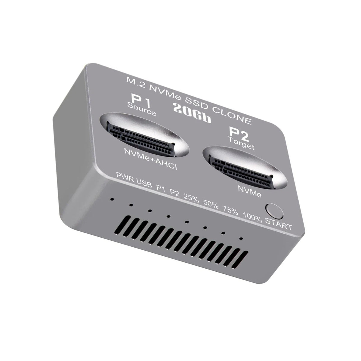 Dual-Bay M.2 NVME SSD Clone Enclosure for Windows (Gen2X2 20Gbps)