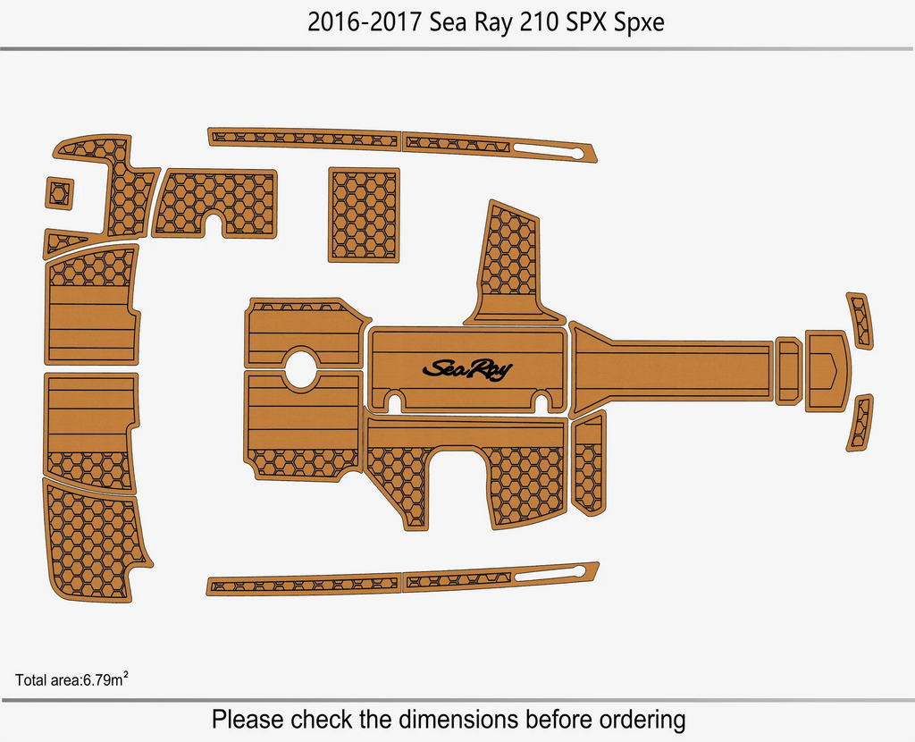 EVA Pad for Sea Ray 210 SPX SPXE (2016) - Teak Deck Foam Floor Mat