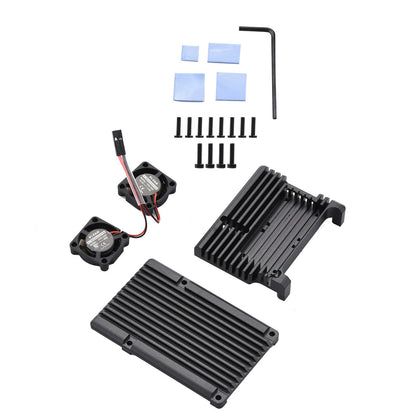Metal Armor Case Shell with Dual Fan Heatsink for Raspberry Pi 4 Model B (2019–2023)