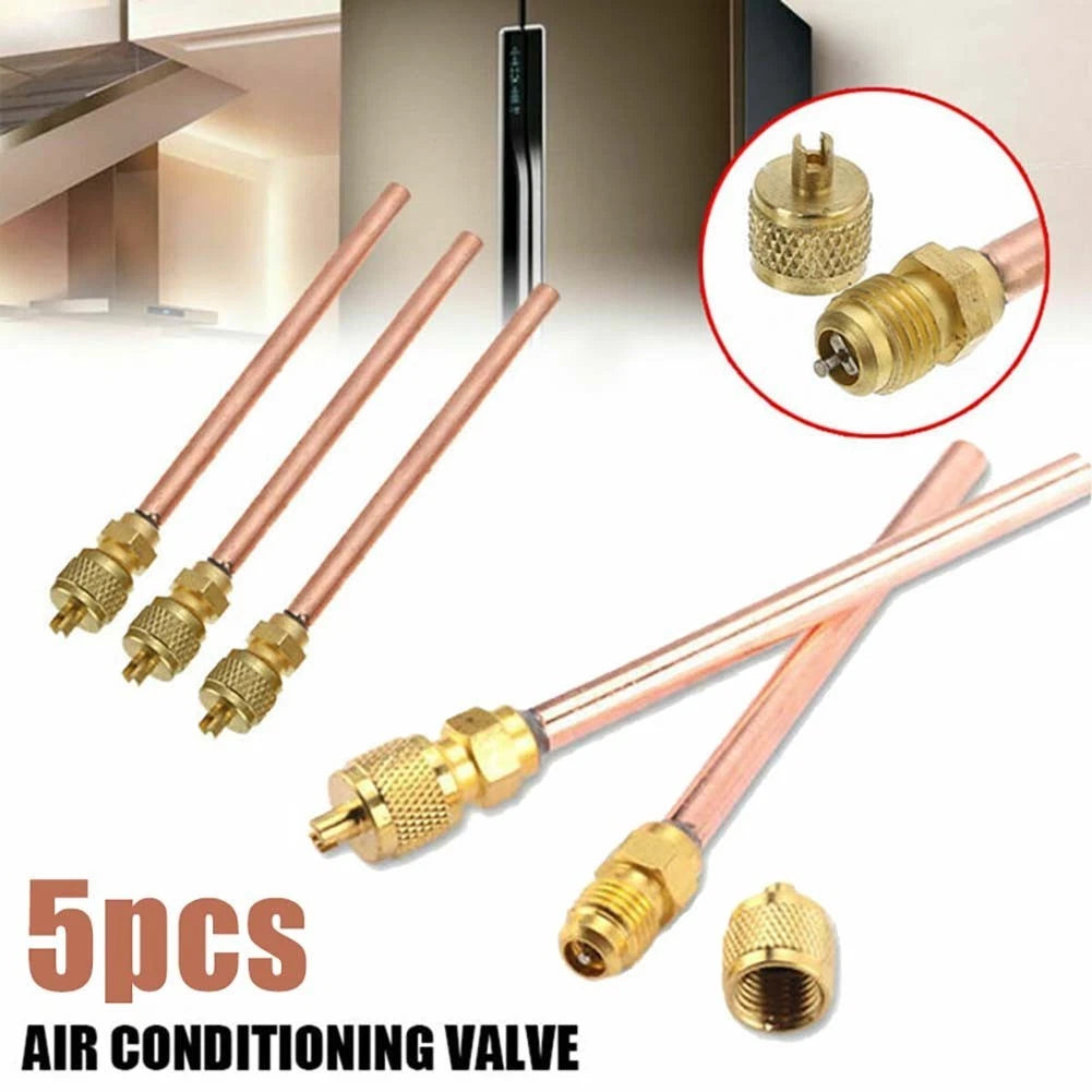 5 Pcs Maintenance Valve Copper Tube for Automotive Applications