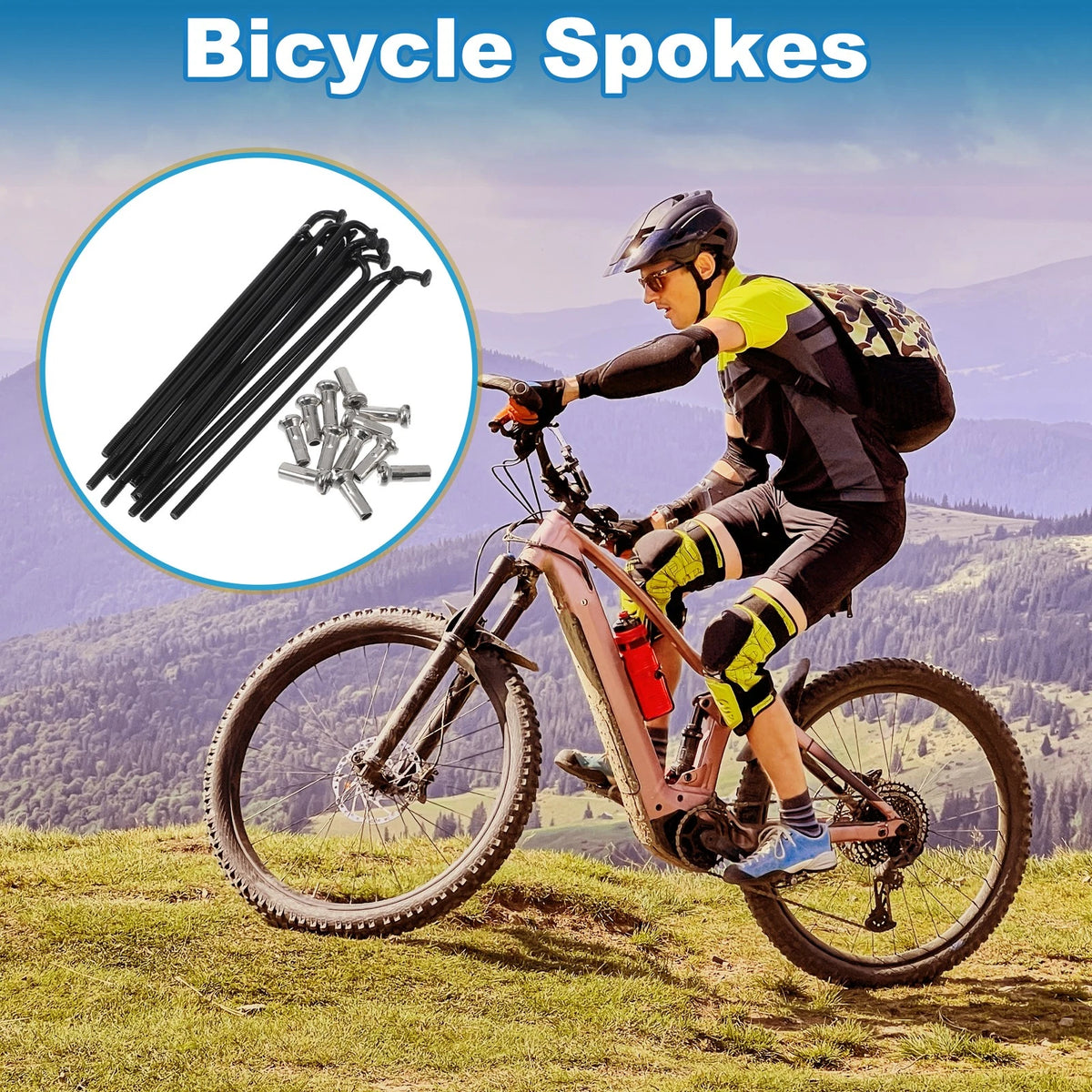 Bicycle Spokes Nipple Set 304 Stainless Steel 76mm for Universal Bike (All)