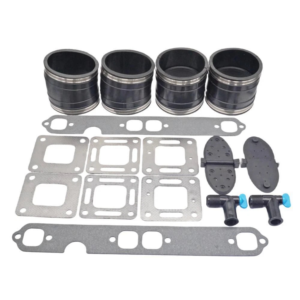 Exhaust Manifold Kit with Gasket & Drain Elbow for Mercruiser 4"