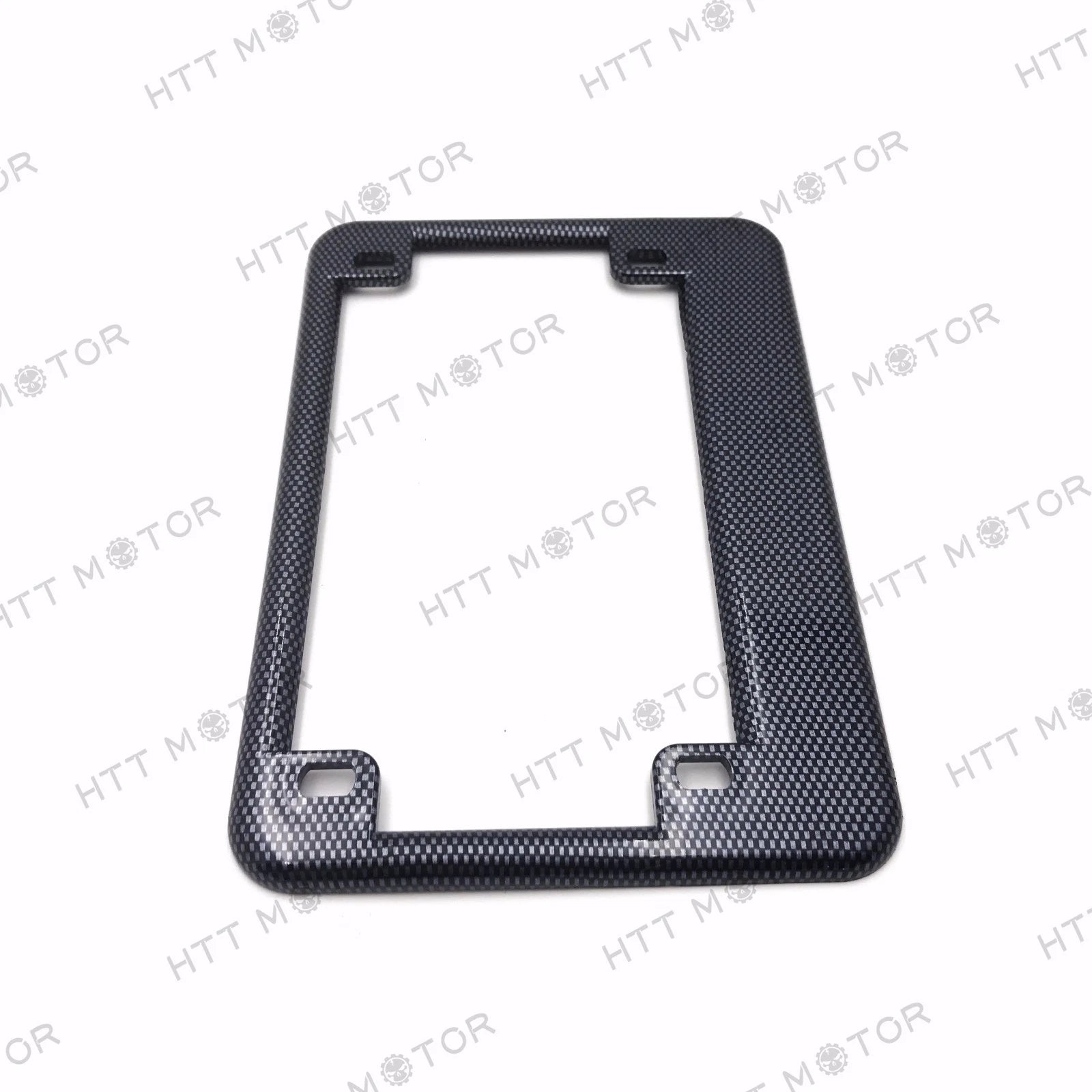License Plate Frame for Motorcycle (4"x7" Extra 1" Width, Carbon Fiber Style)