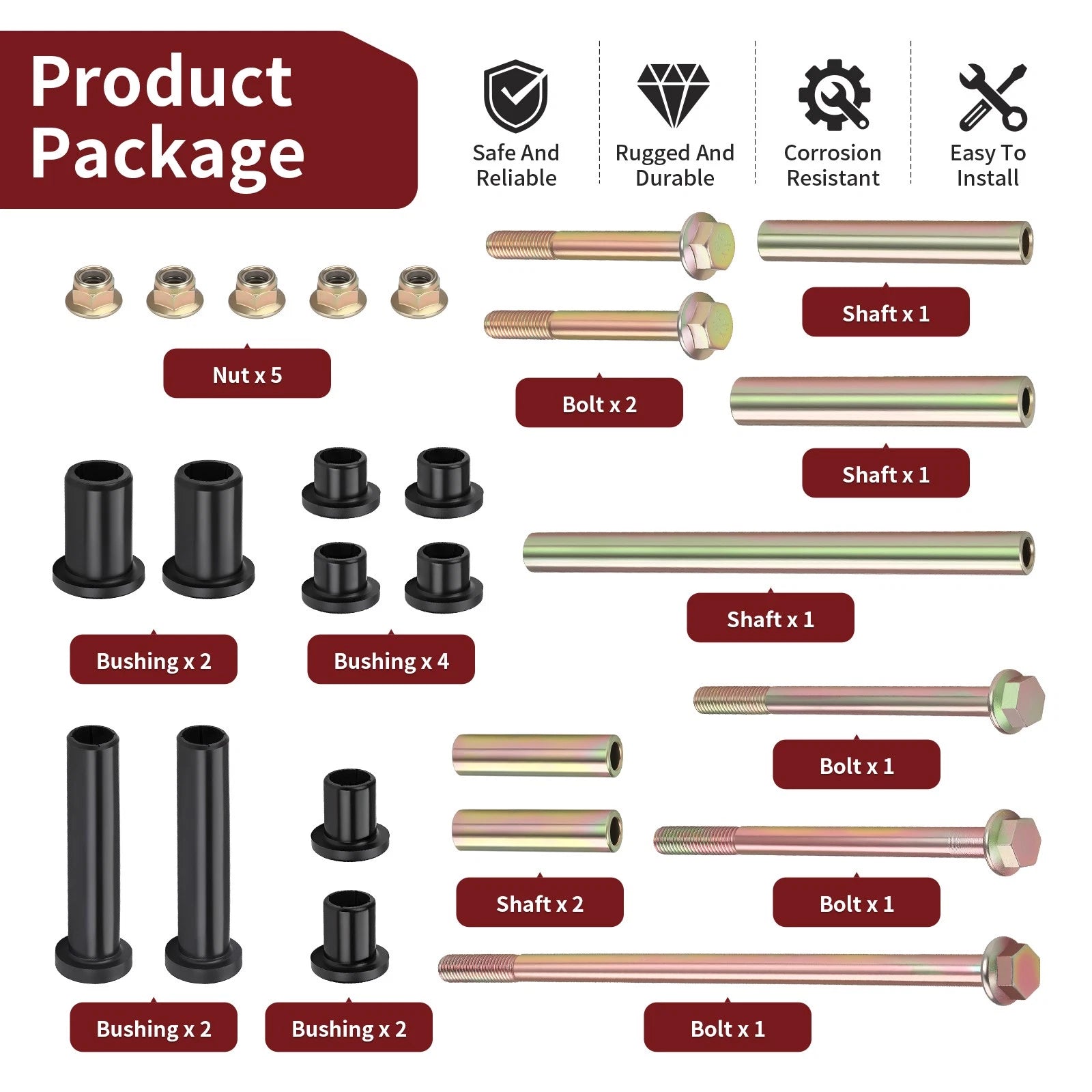 Rear A-Arm Bushing Kit for Polaris Scrambler Sportsman 550 850 1000 (2010–2019)