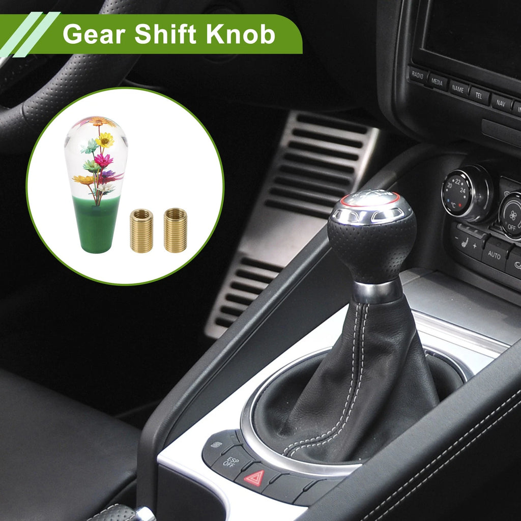 Universal Gear Shift Knob 10cm with 2 Adapters Acrylic Clear Green Set