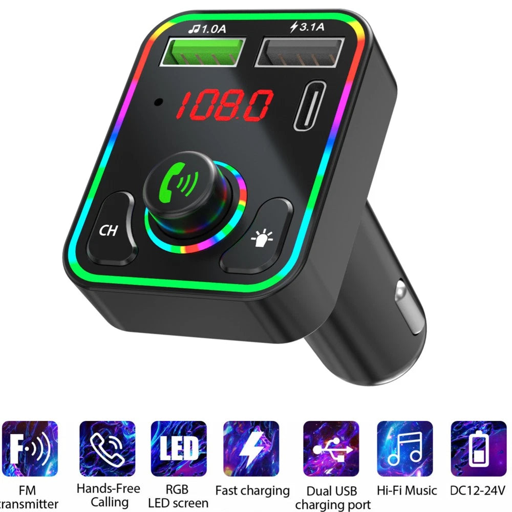 2X USB Car Charger Bluetooth FM Transmitter Radio MP3 Player (12-24V)